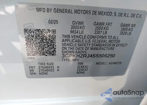 2025 Honda Prologue Elite from USA, damaged, VIN 3GPKHZRJ4SS506250